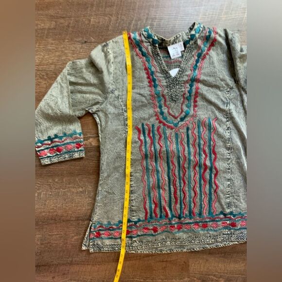 PARSLEY & SAGE embroidered tunic top blouse boho chic grey teal red sz S NWT - Picture 13 of 15